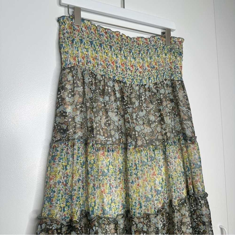 NWT Chaudry KC Maxi Skirt Lined Flowy Airy Boho Smocked Waist Size Medium - Picture 3 of 8